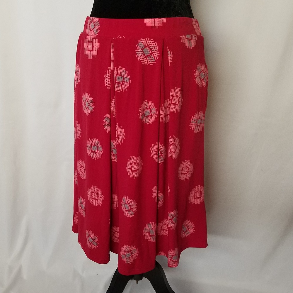 LulaRoe Madison Red and Pink Skirt w/ pockets
